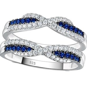 Blue Sapphire White CZ Ring Enhancer
